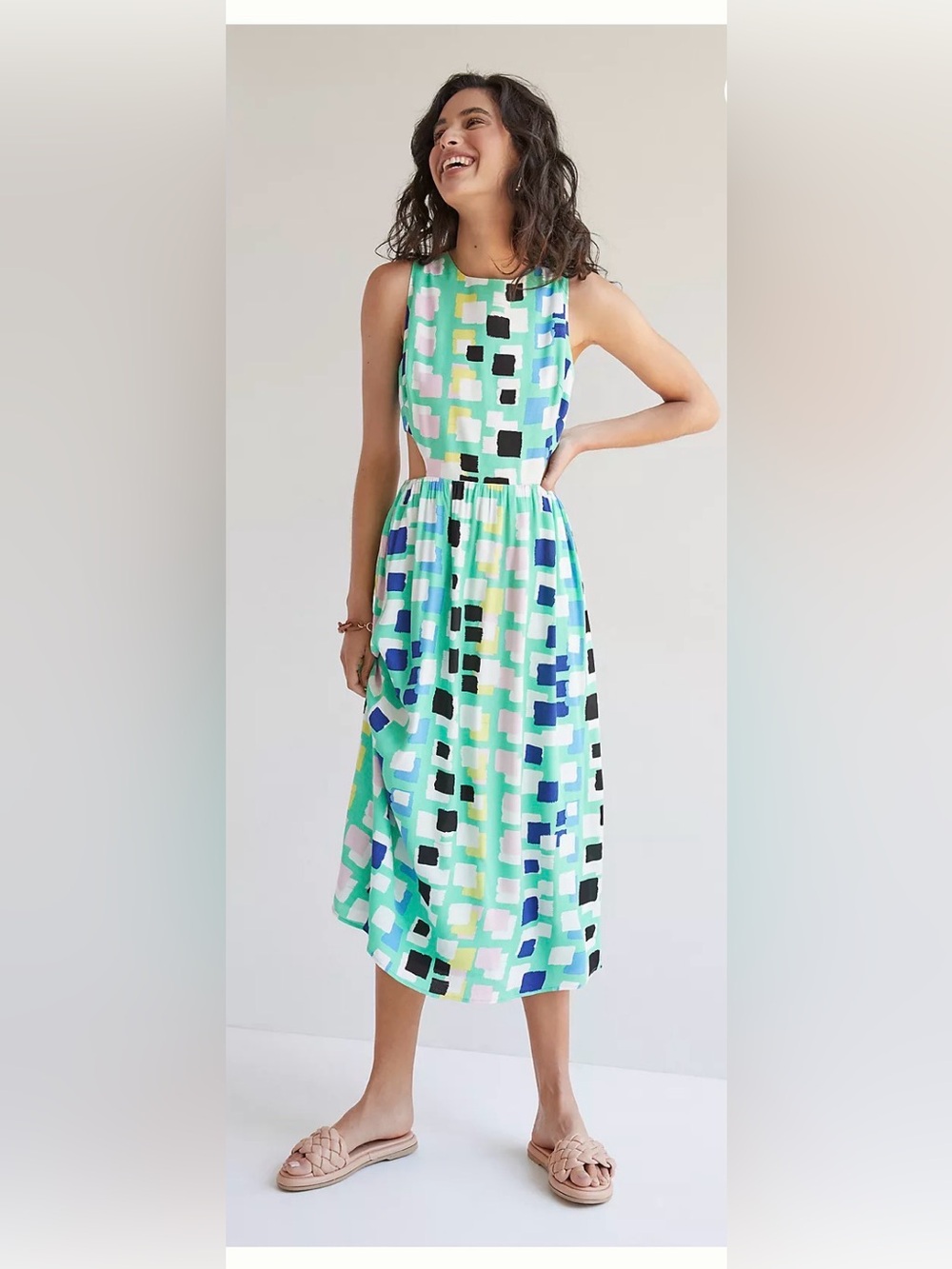 NWT Anthropologie Corey Lynn Calter Abstract Midi Mod Dress Small $198